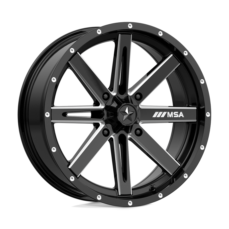 M41 Boxer Cast Aluminum Wheel in Gloss Black Milled Finish from MSA Offroad Wheels - View 1